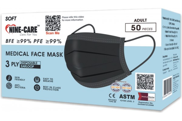 3 PLY Medical Face Mask (Black)