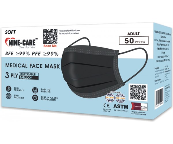3 PLY Medical Face Mask (Black)