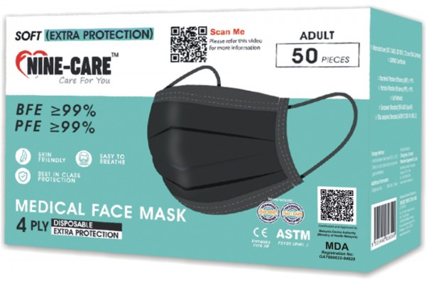 4 PLY Medical Face Mask (Black)