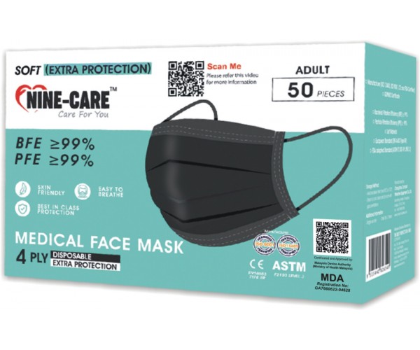 4 PLY Medical Face Mask (Black)