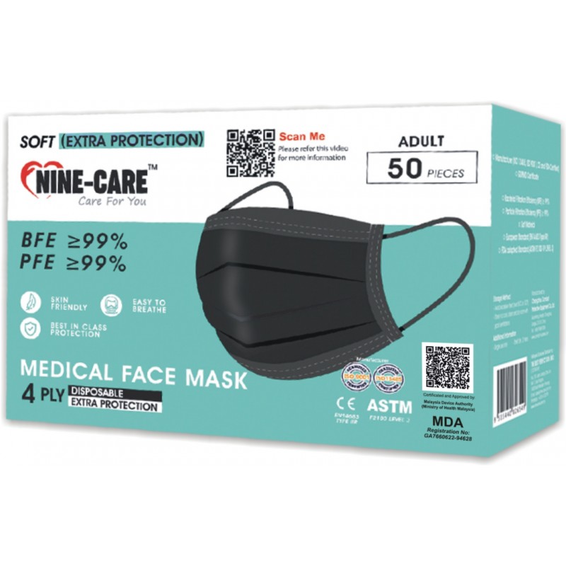 4 PLY Medical Face Mask (Black)