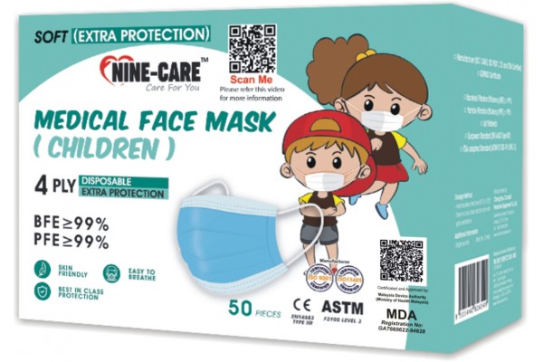 4 PLY Medical Face Mask (Children) Blue
